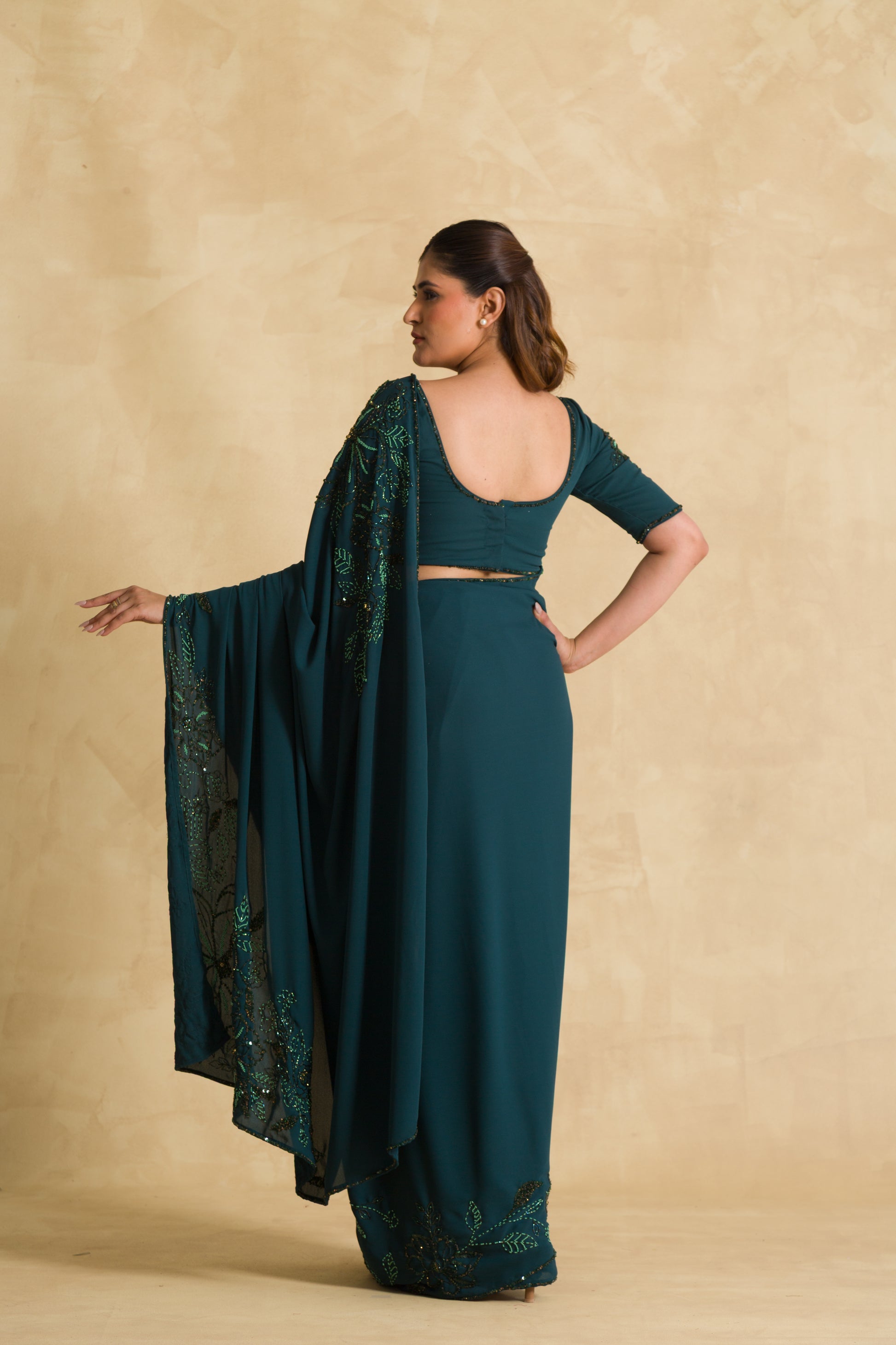 Forest green dilkashi saree - 91threads