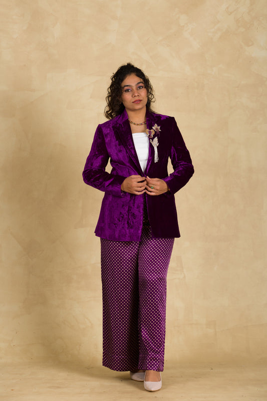 Amethyst Purple Velvet Blazer - 91threads