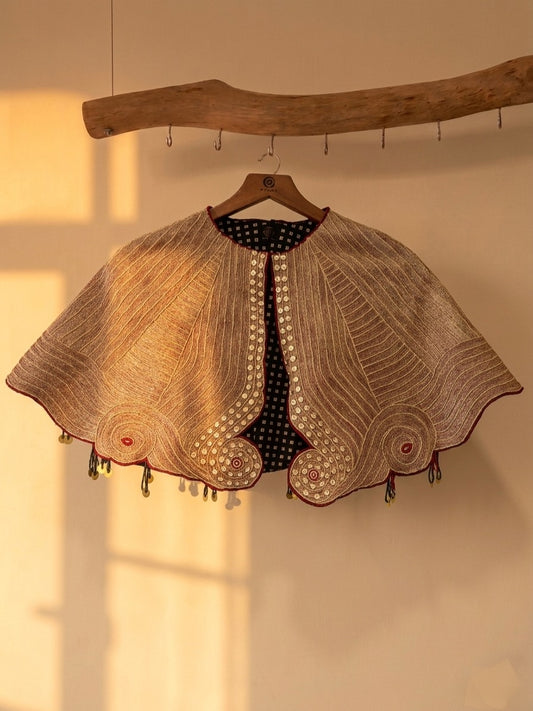 Golden Beige Cape Jacket