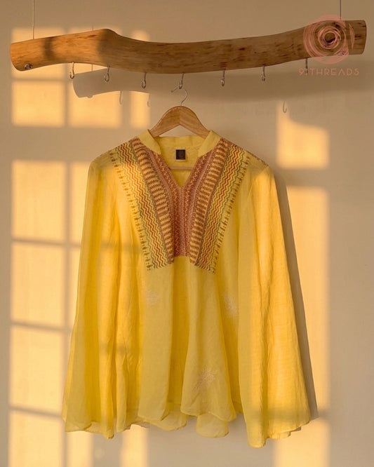 Butter Yellow Embroidered Kurta