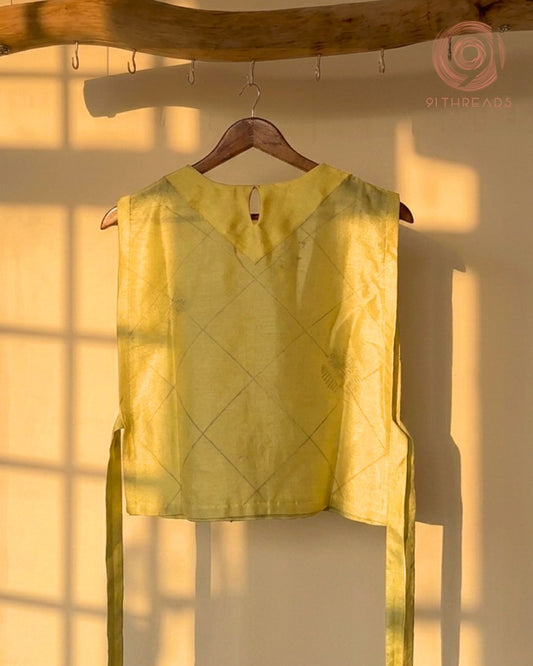 Yellow Chanderi Gilet Top