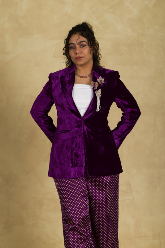 Amethyst Purple Velvet Blazer - 91threads