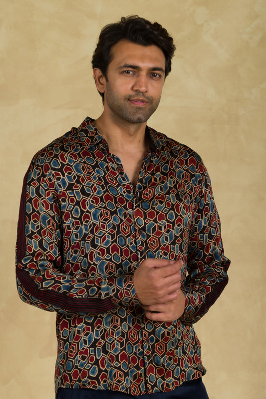 Multicolour Ajrakh Shirt - 91threads