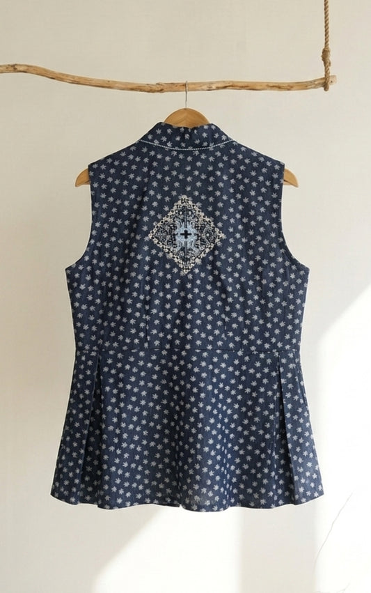 Blue Floral Wrap Top - 91threads