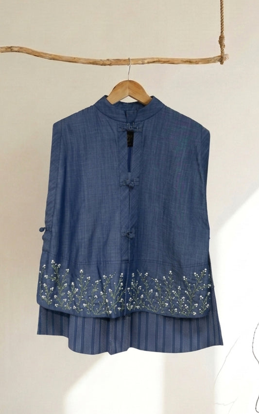 Blue Layered Gilet Vest Top - 91threads