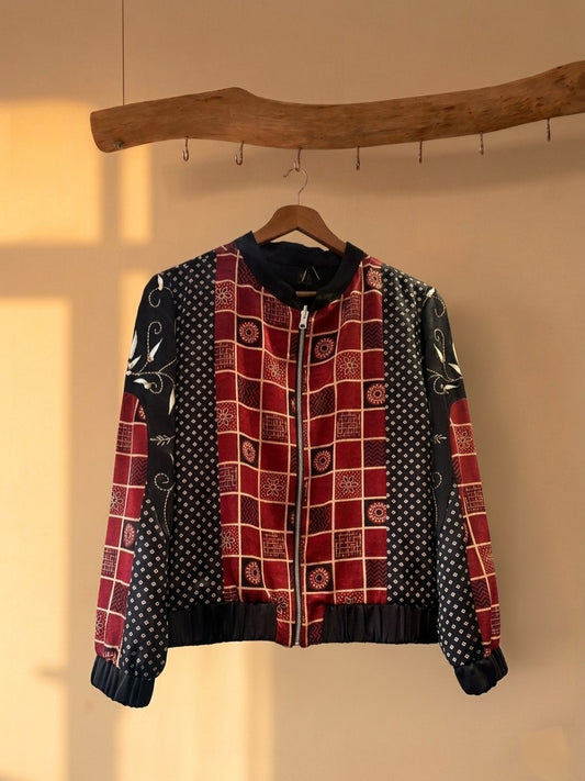 Multicolor Printed Fusion Bomber Jacket