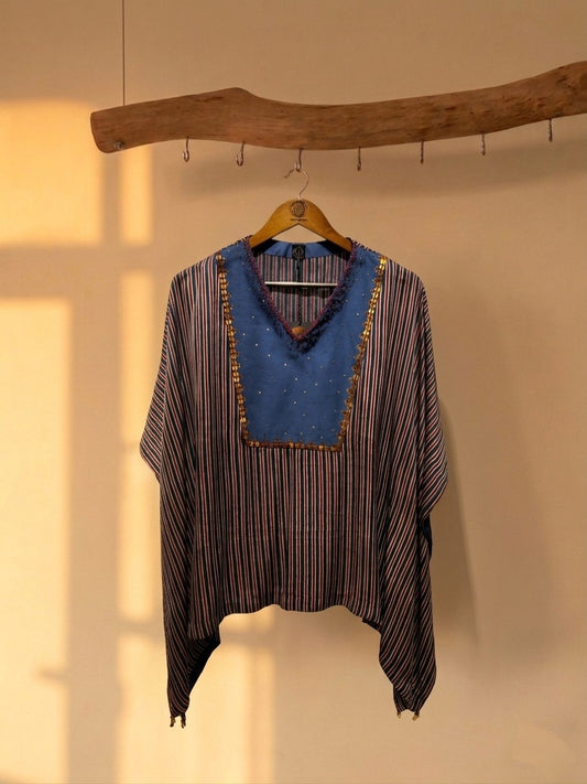 Brown Ajrakh Striped Kaftan