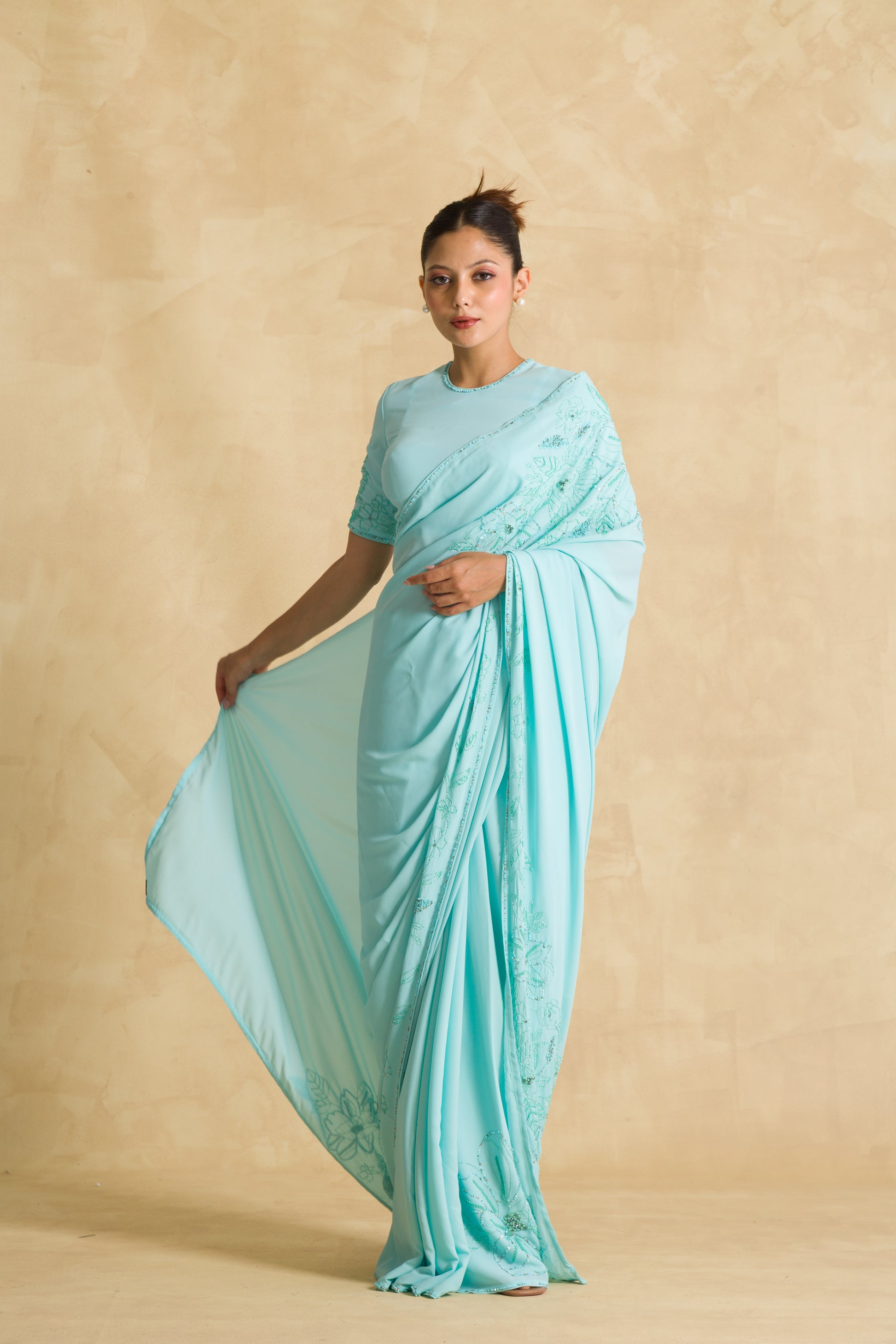The Aquamarine Saree - 91threads