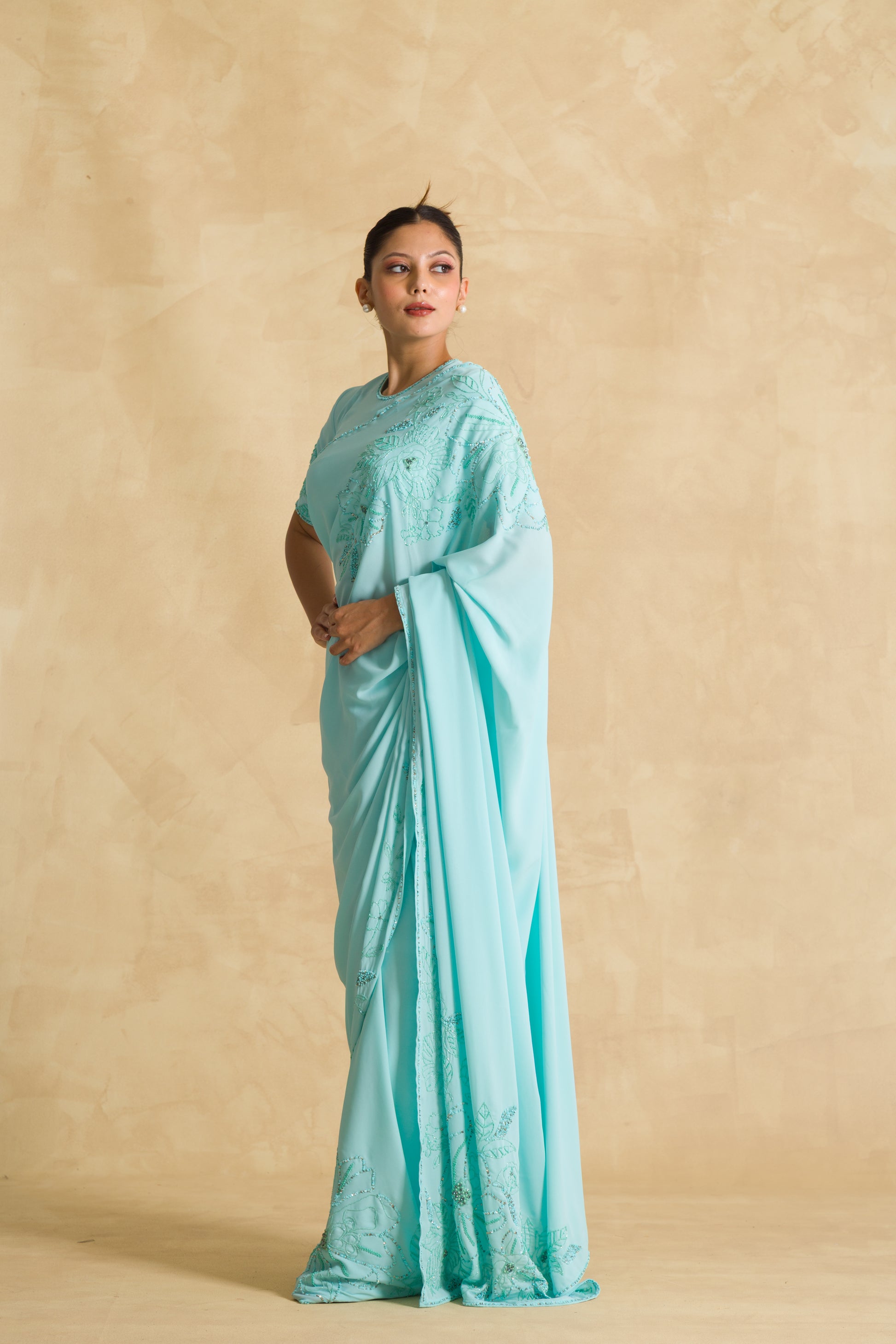 The Aquamarine Saree - 91threads