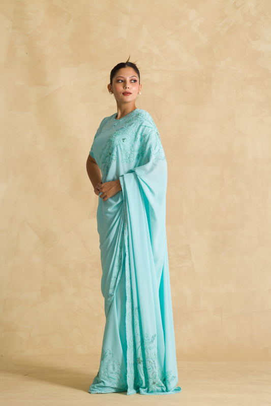 The Aquamarine Saree - 91threads