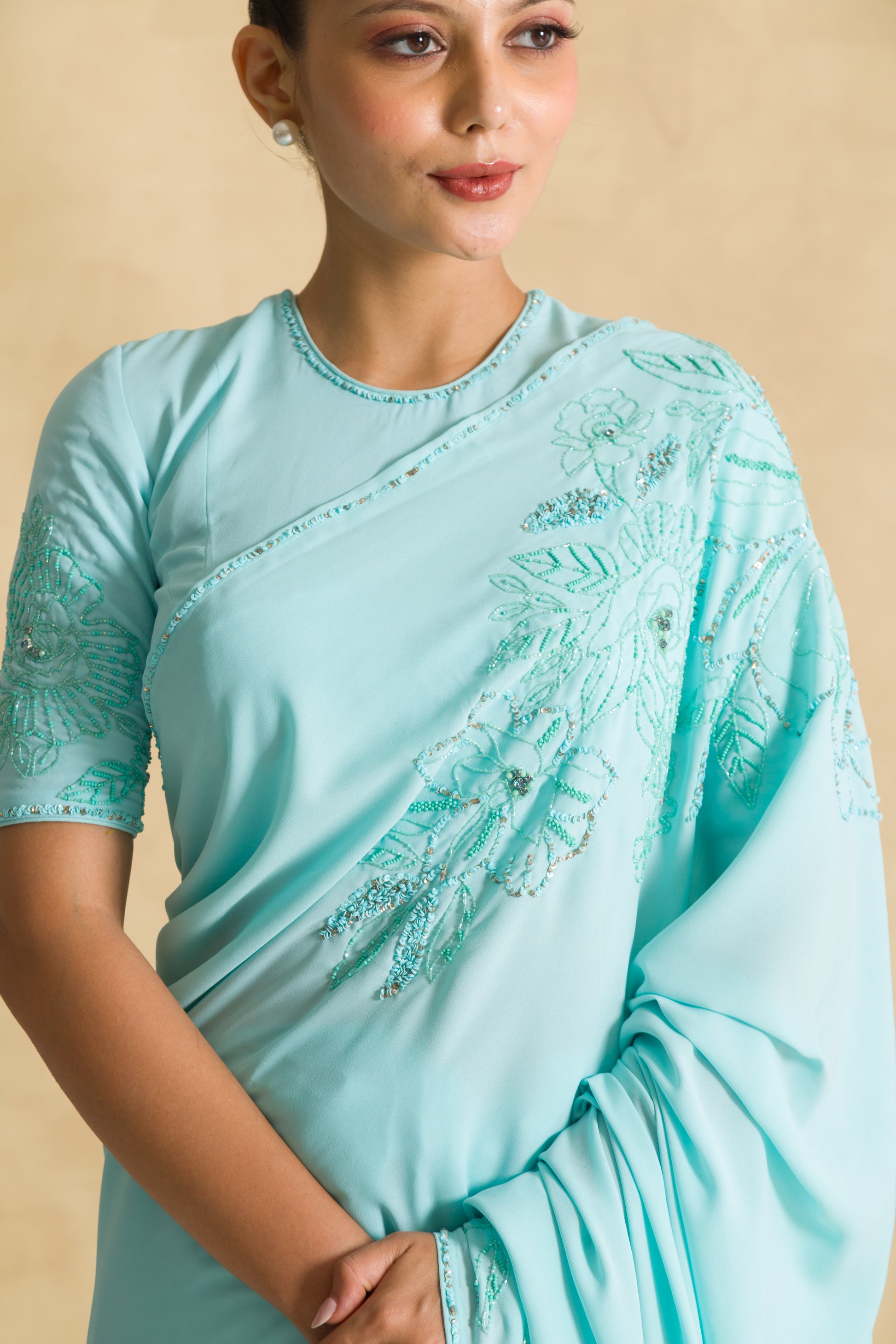 The Aquamarine Saree - 91threads