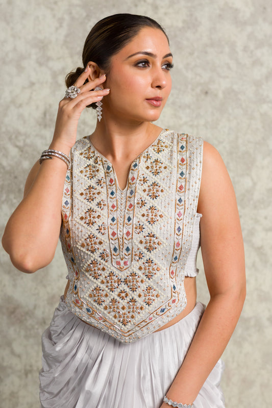 GREY DRAPE TOP - 91threads