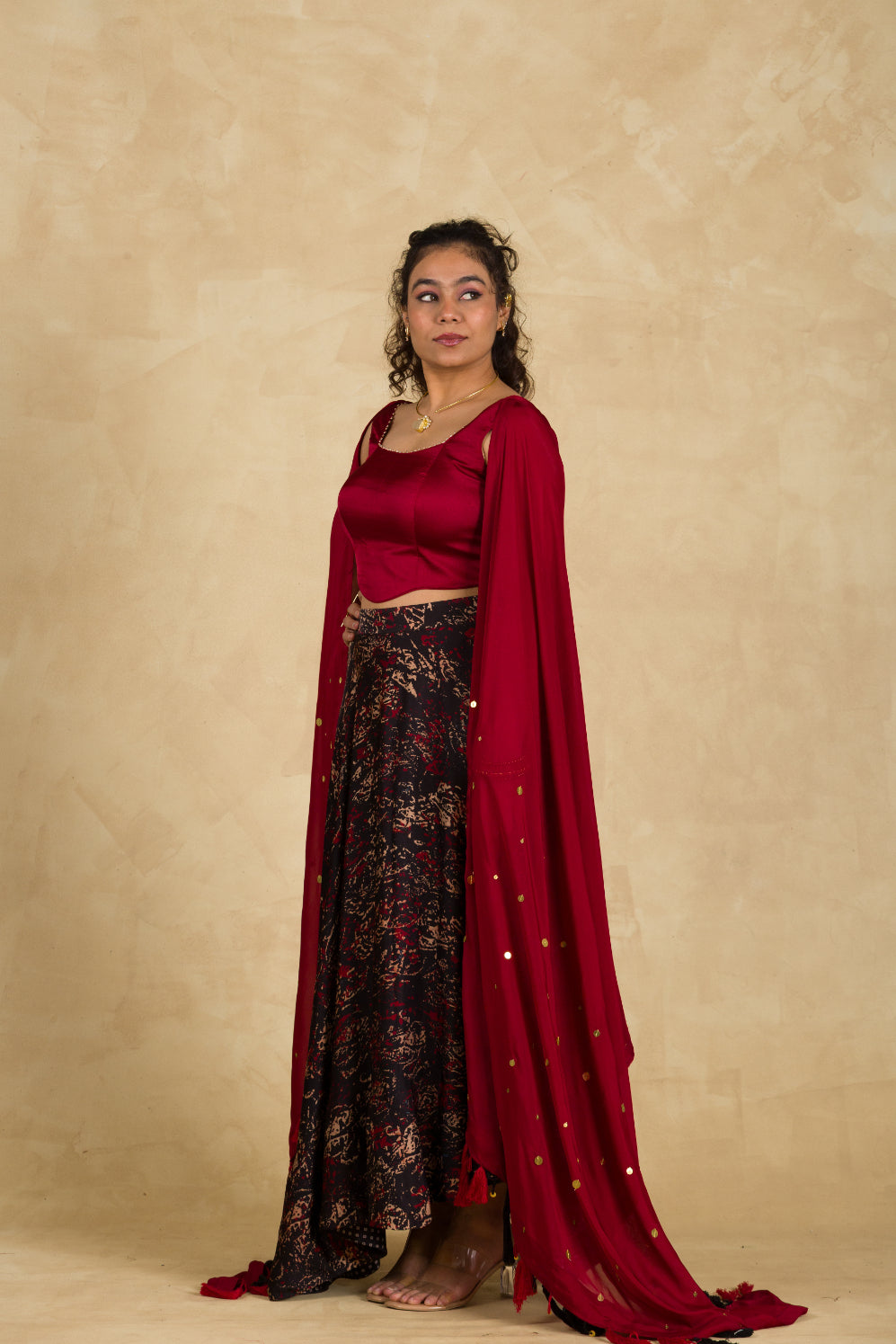 Black Ajrakh Skirt & Corset Set - 91threads
