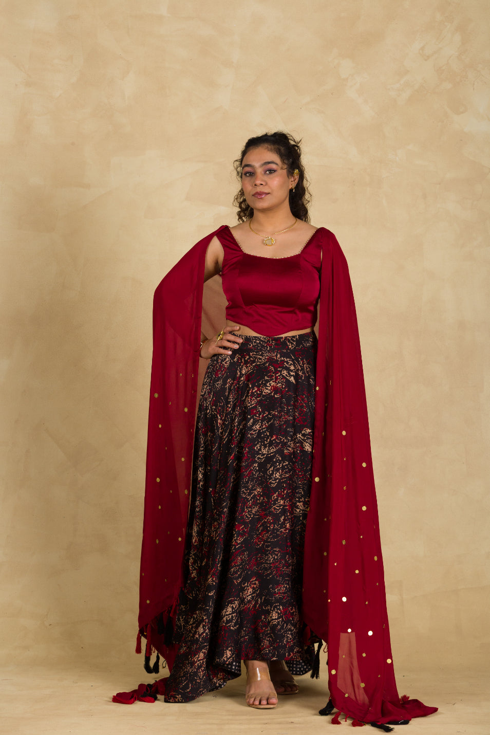 Black Ajrakh Skirt & Corset Set - 91threads