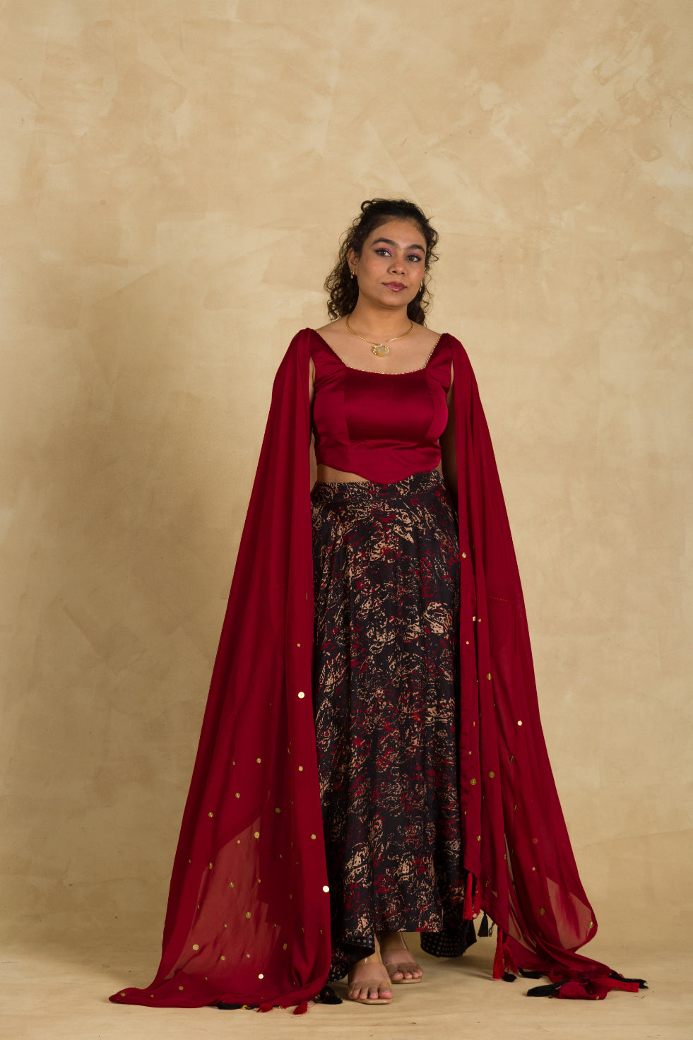 Black Ajrakh Skirt & Corset Set - 91threads