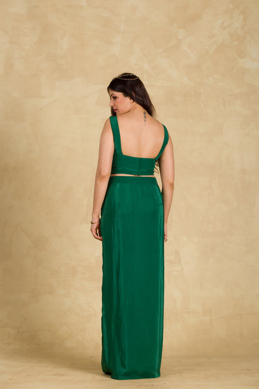 Emerald Green Draped Skirt Coord - 91threads