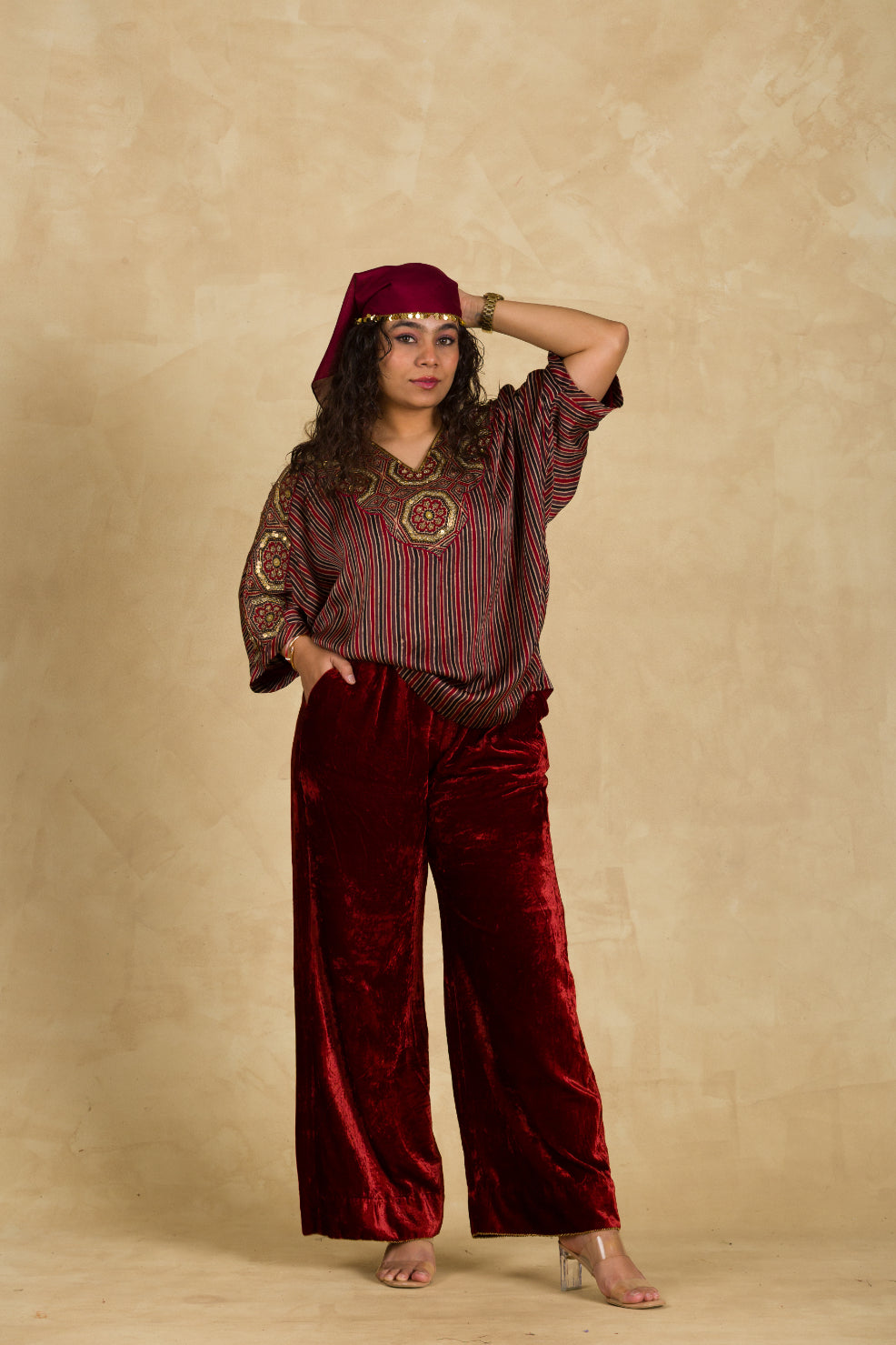 Rust Red Ajrakh Top - 91threads