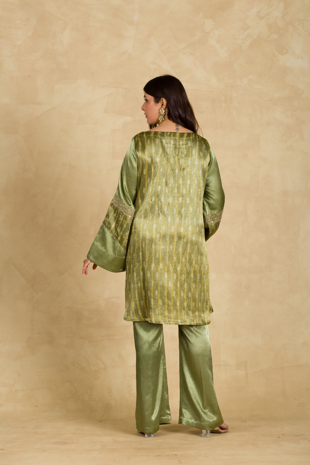 Sage Green Gaji Silk Suit - 91threads