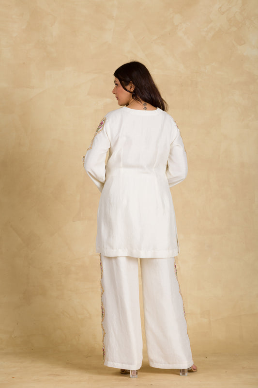 Ivory Floral Palazzo Suit - 91threads