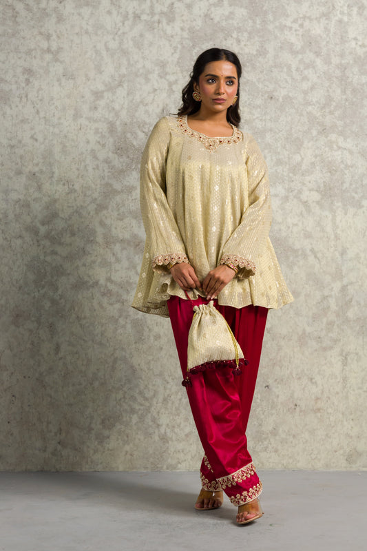 GOLDEN TOP WITH PATHANI PANT - 91threads