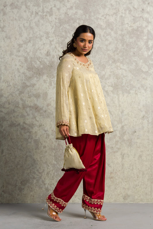 GOLDEN TOP WITH PATHANI PANT - 91threads
