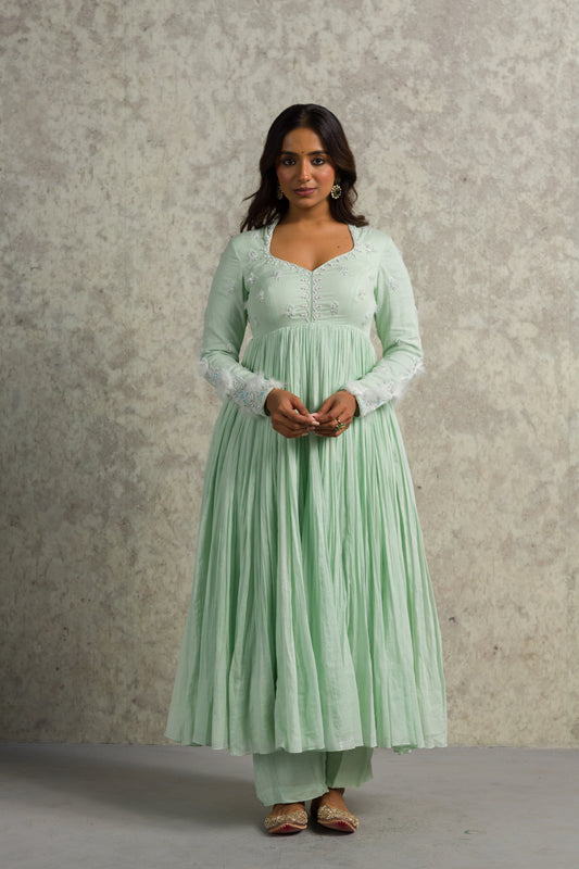 GREEN MUL ANARKALI - 91threads