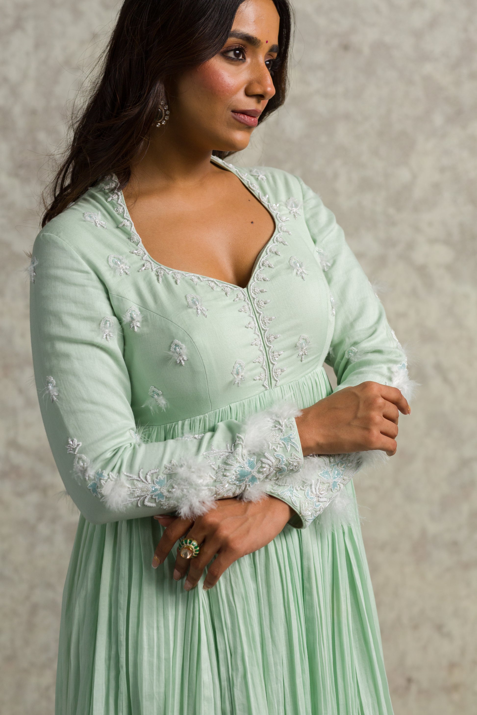 GREEN MUL ANARKALI - 91threads