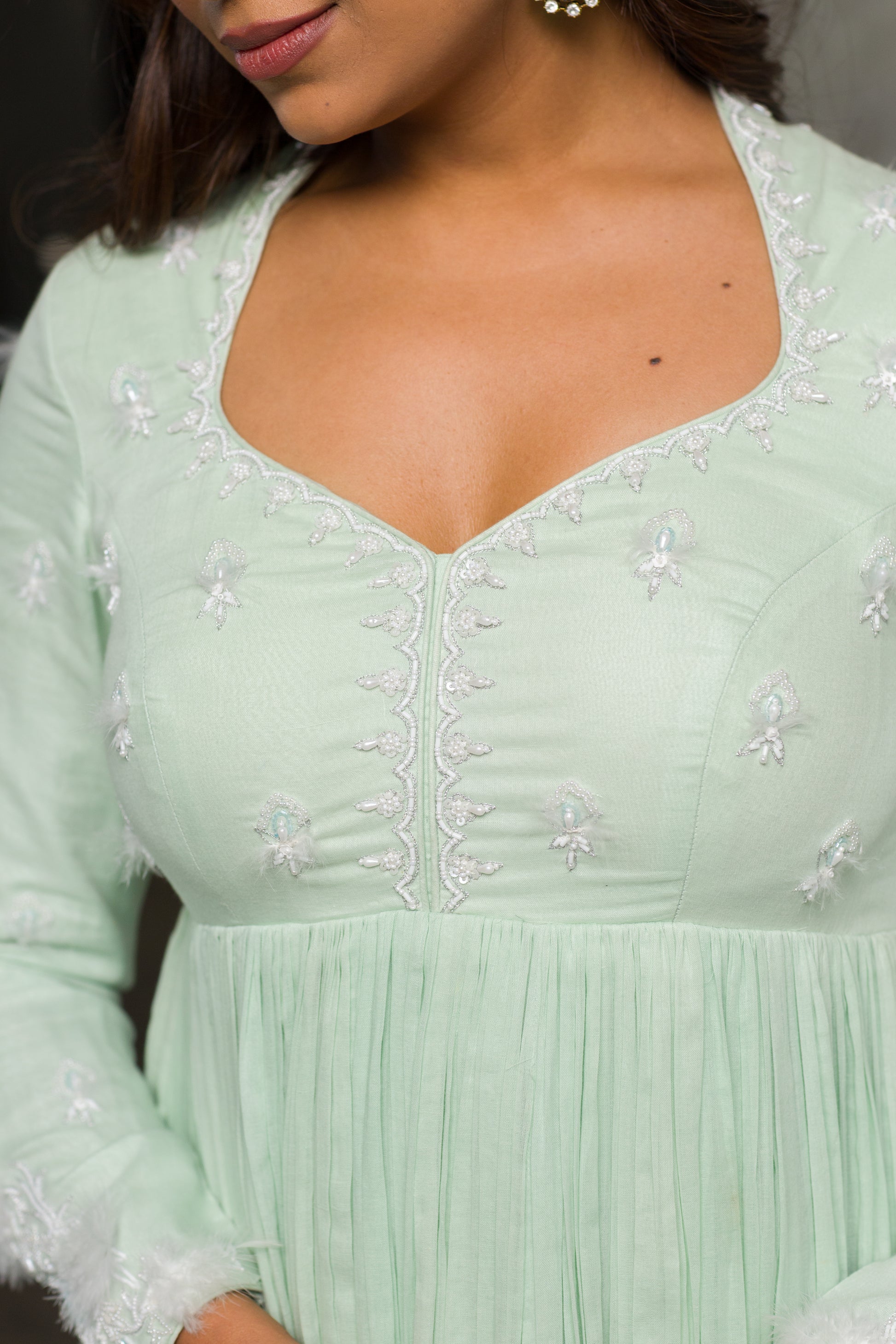 GREEN MUL ANARKALI - 91threads