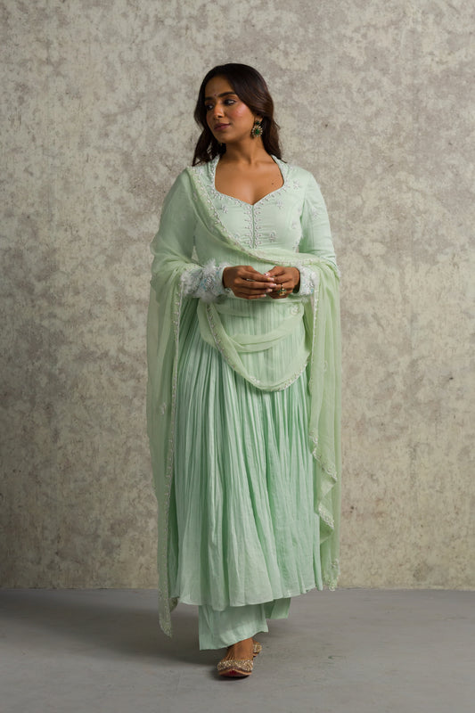 GREEN MUL ANARKALI - 91threads