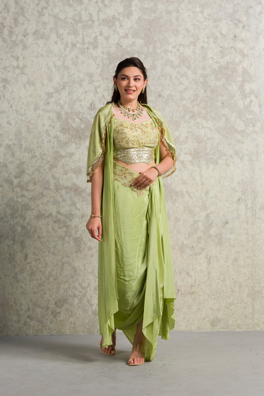 GREEN DRAPE CAPE - 91threads
