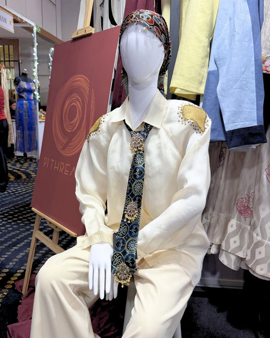 Blue Ajrakh Printed Tie