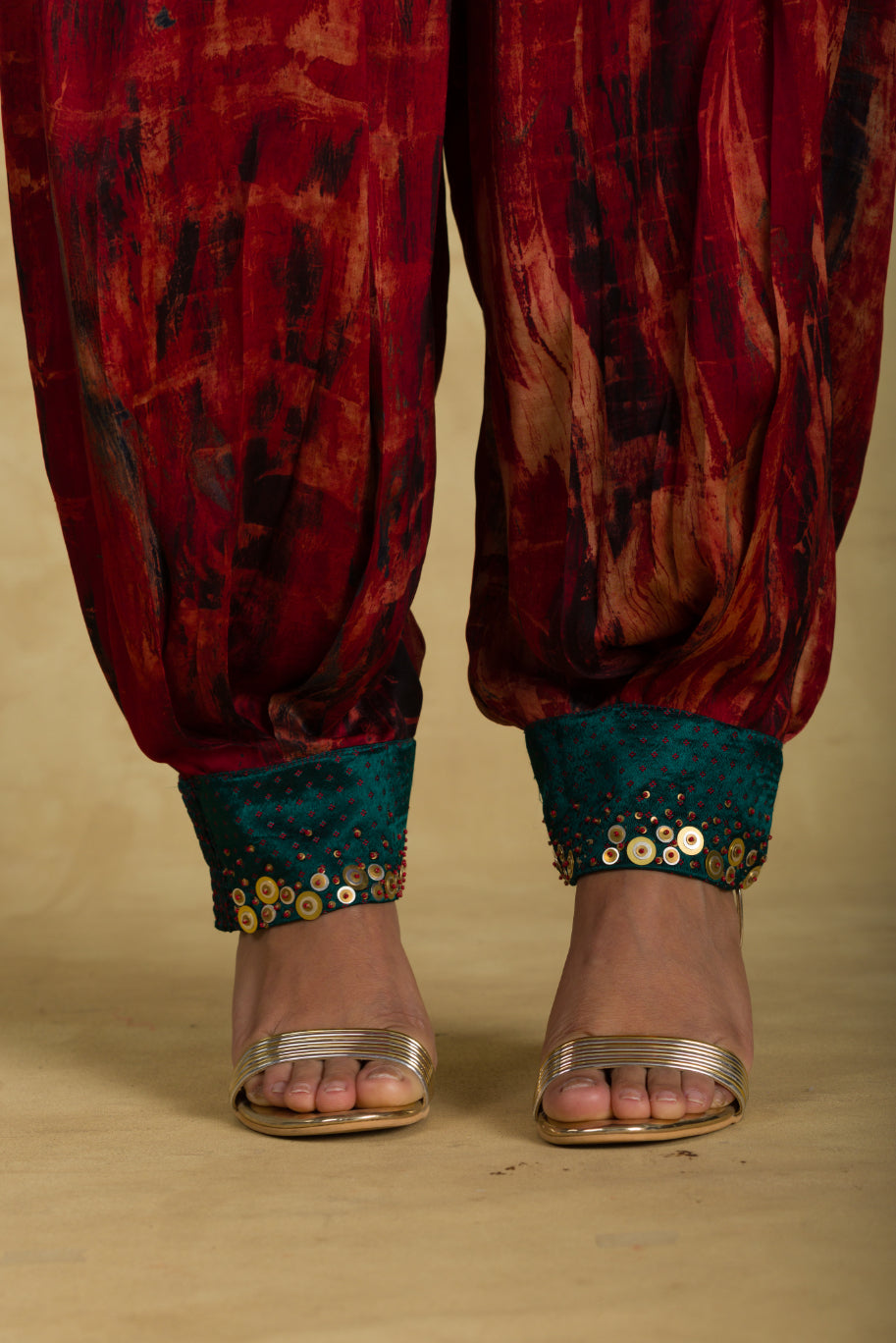 Brown Ajrakh Salwar Suit With Patchwork - 91threads