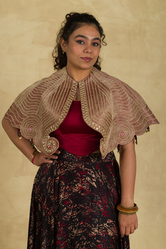 Golden Beige Cape Jacket - 91threads