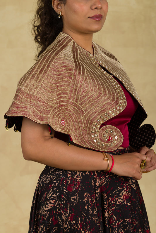 Golden Beige Cape Jacket - 91threads