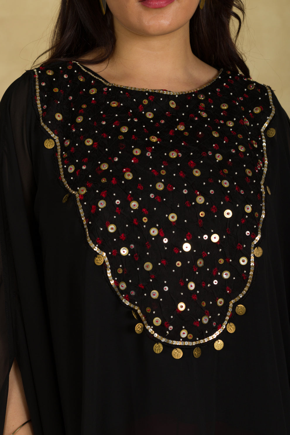 Black Cape-Sleeved Tunic Set - 91threads