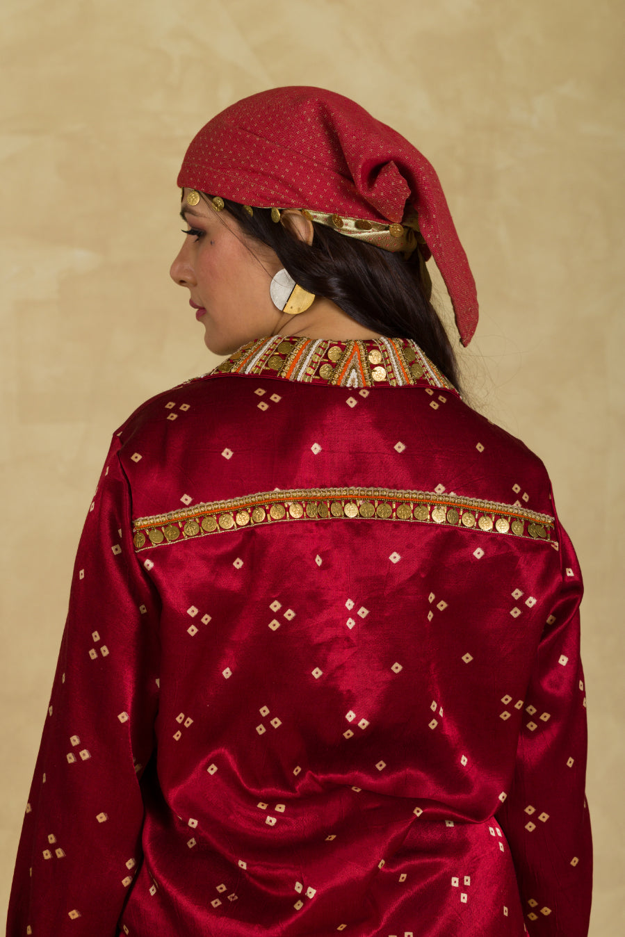 Rust Red Bandhani Shirt - 91threads