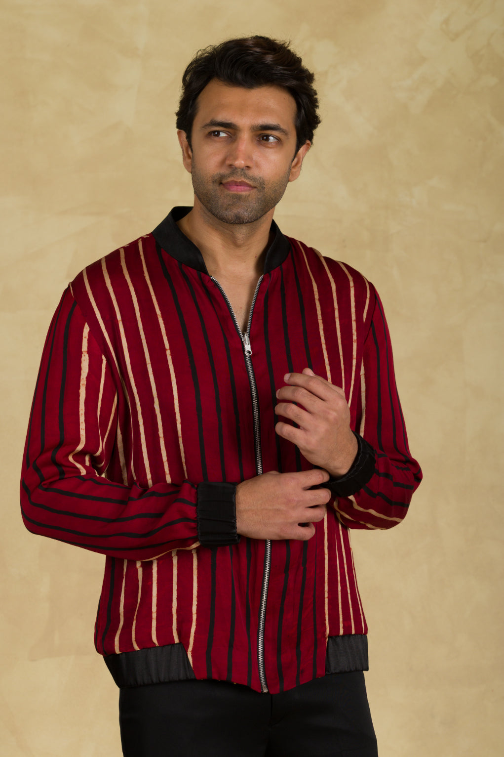 Multicolor Ajrakh Bomber Jacket  - 91threads