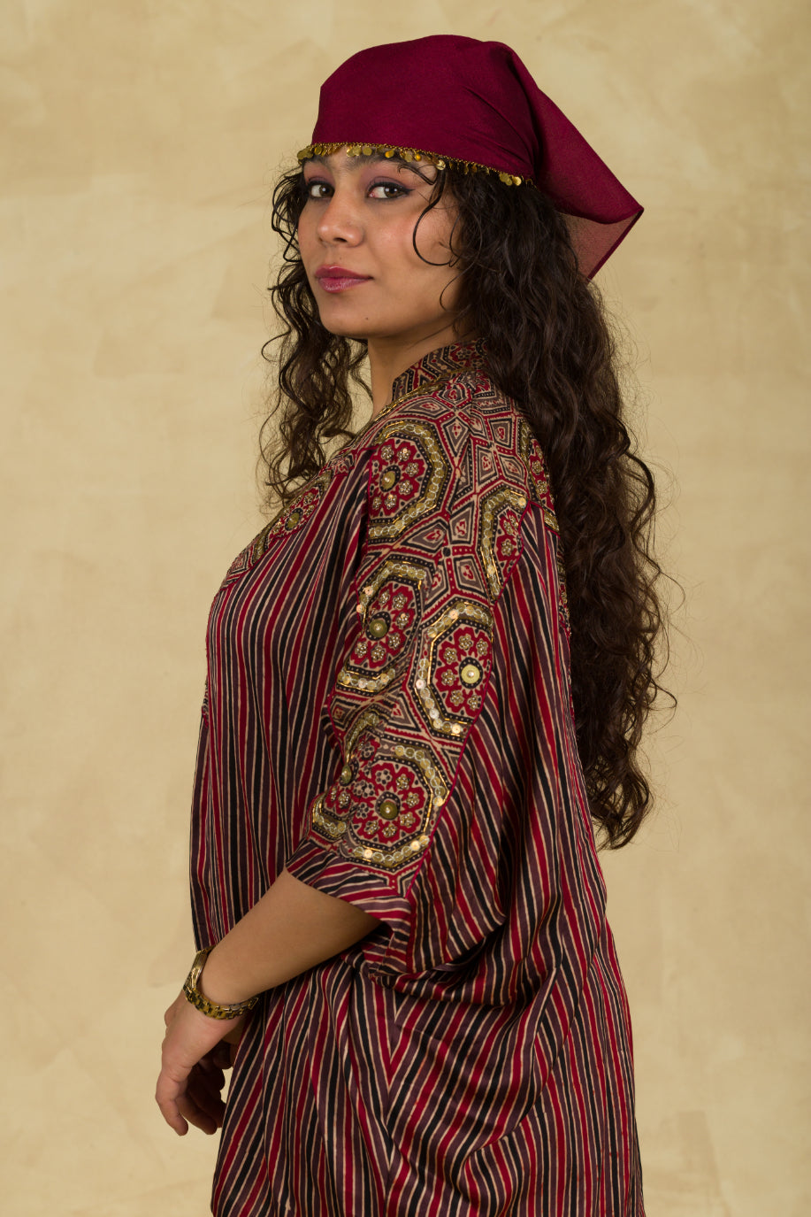 Rust Red Ajrakh Top - 91threads