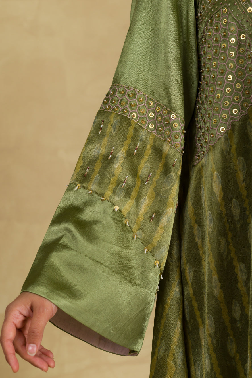 Sage Green Gaji Silk Suit - 91threads