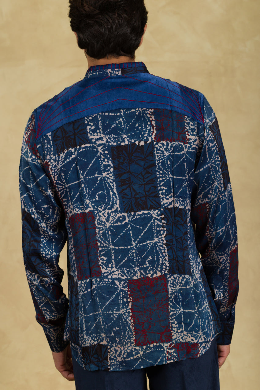 Navy Blue Ajrakh Printed Shirt - 91threads