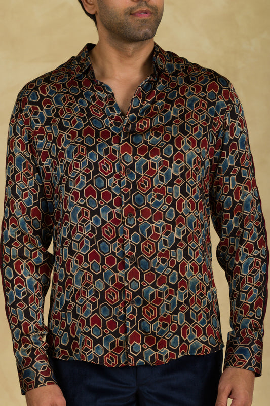 Multicolour Ajrakh Shirt - 91threads