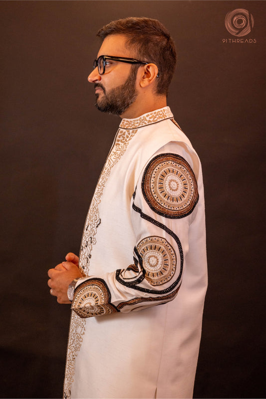 White Kurta Bandi Set