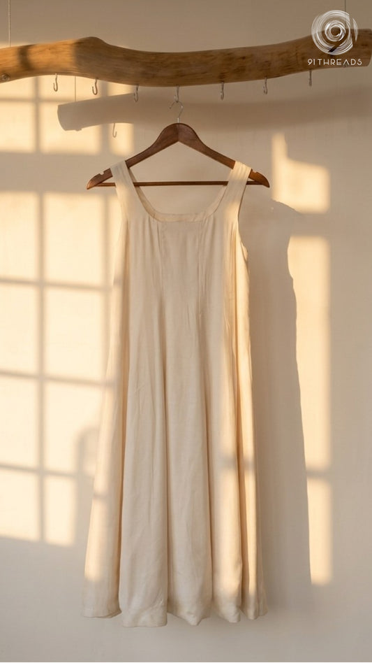 White A-line Dress With Motifs