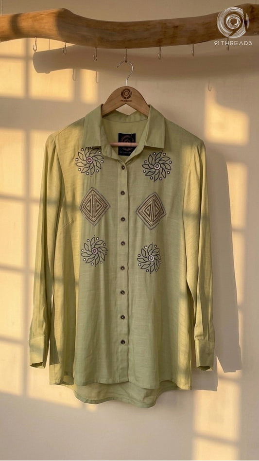 Green Embellished Shirt