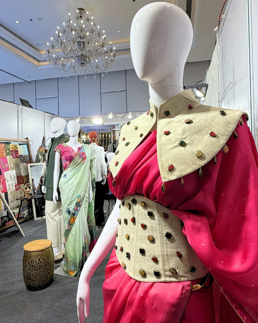 Beige Embellished Maharani Collar