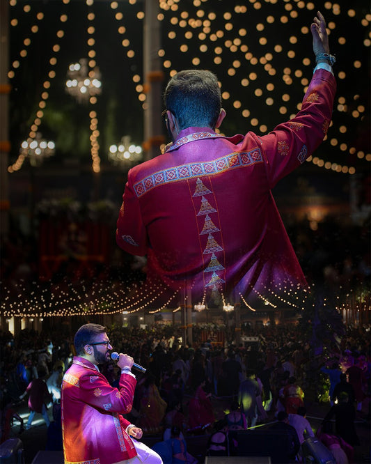 White Kurta With Red Kasuti Embroidered Jacket
