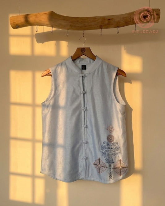 Light Blue Silk Vest Top